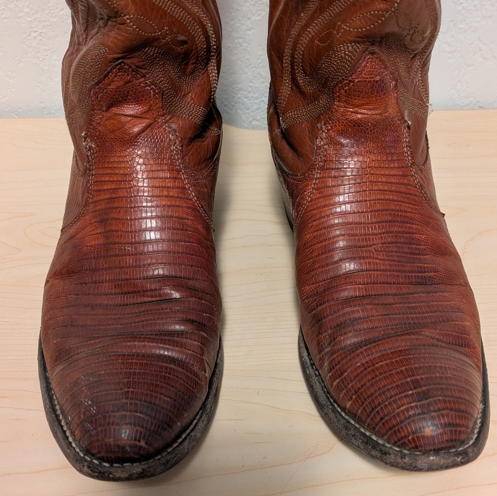Nocona Brown Cowboy Western Boots with Decorative Stitching - Picture 10 of 10